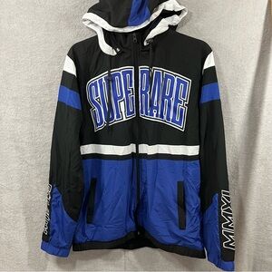 Superare Fight Goods Tracksuit large Windbreaker Detachable Hoodie Black /Blue